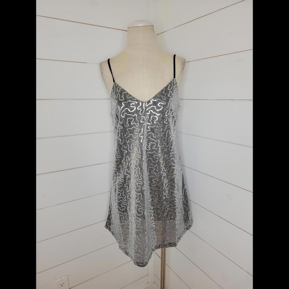 NWT Andree By Unit sparkly silver mini dress